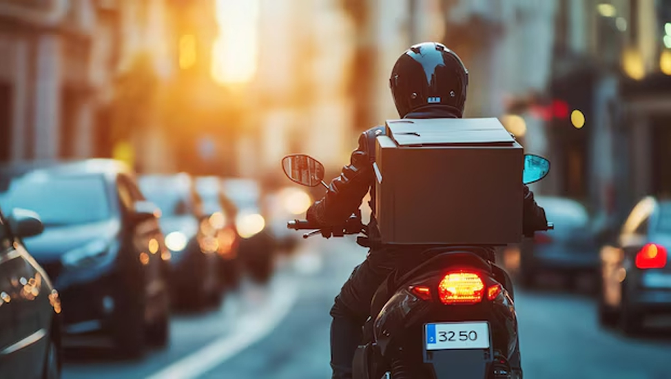 Motorcycle Battery Delivery Rider